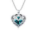 wholesale 925 Sterling Silver Heart-Shaped Blue Crystal Celtic Horses Pendant Necklace Gift for Women-0-0
