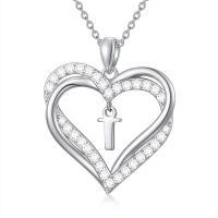 TOUPOP Sterling Silver Heart Initial A-Z Letter Pendant Necklace Gift-undefined