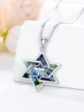 wholesale 925 Sterling Silver Abalone Shell Star of David Pendant Necklace for Women-0-2