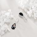 wholesale 925 Sterling Silver Rose Design Teardrop Black Tourmaline Leverback Earrings-0-2