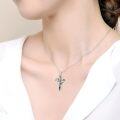 wholesale 925 Sterling Silver Abalone Shell Inlay Hummingbirds & Butterflies Cross Pendant Necklace Christian  for Women Girls-0-1