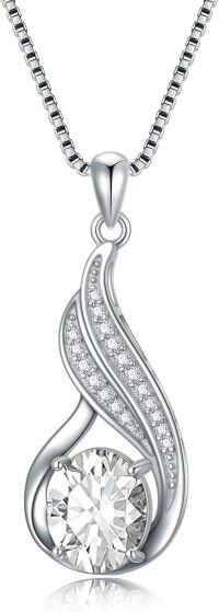 wholesale Sterling Silver Gemstone Birthstone Infinity Pendant Necklace-white zirconia