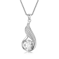 wholesale 925 Sterling Silver Gemstone Birthstone Infinity Pendant Necklace-white zirconia
