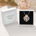 wholesale 925 Sterling Silver Sunflower Heart Pendant Necklace Two Tone You Are My Sunshine Crystal-0-2