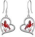 wholesale 925 Sterling Silver Heart-Shaped Red Cardinal Drop Earrings-0-0