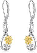 wholesale 925 Sterling Silver Sunflower Infinity Drop Earrings s for Women-0-0