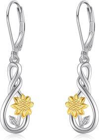 wholesale 925 Sterling Silver Sunflower Infinity Drop Earrings s for Women-Sunflower