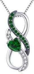 wholesale 925 Sterling Silver & Birthstone Heart Infinity Pendant Necklace for Women, Hypoallergenic Romantic Gift-0-0