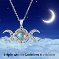 wholesale 925 Sterling Silver & Labradorite Triple Moon Goddess Necklace for Women-0-4