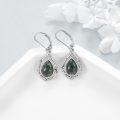 wholesale 925 Sterling Silver Green Moss Agate Celtic Filigree Teardrop Dangle Earrings with Leverbacks-0-3