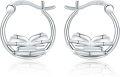 wholesale 925 Sterling Silver Book Design Huggie Hoop Earrings for Women Girls Minimalist  48mm Diameter-0-0