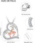 wholesale 925 Sterling Silver Pink Flamingo Heart Pendant Necklace Animal s for Women Birthday Valentine's Day-0-2
