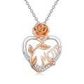 wholesale 925 Silver Mom Heart Rose Pendant Necklace Lab Created Moissanite Two Tone-0-0