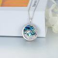 wholesale 925 Sterling Silver Round Abalone Shell Wave Bunny Pendant Necklace-0-2