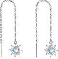 wholesale 925 Sterling Silver Daisy Flower Moonstone Drop Earrings-0-5