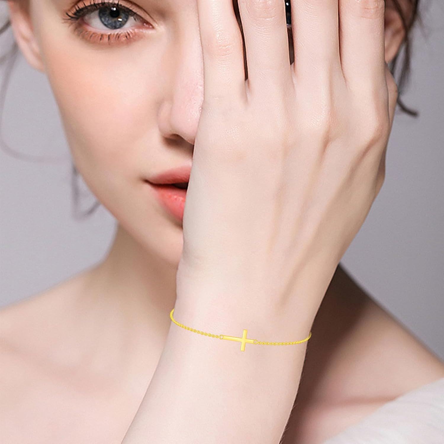 wholesale Gold Religious Cross Bracelet for Women - 7 inches Long -0-1
