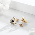 wholesale 925 Sterling Silver Gold Plated Celtic Knot Crescent Moon Black Onyx Stud Earrings-0-1