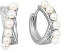 wholesale 925 Sterling Silver Pearl and Cubic Zirconia Huggie Hoop Earrings for Women Girls-0-0