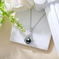 wholesale 925 Sterling Silver Black Pearl Pendant Necklace with Infinity Leaf Design and Cubic Zirconia - Valentines Day & Mothers Day Gifts for Her-0-2