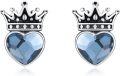 wholesale 925 Sterling Silver Crystal Crown Heart Stud Earrings - Gifts for Daughters & Granddaughters-0-6