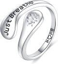 wholesale 925 Sterling Silver Lotus Flower Just Breathe Adjustable Ring Size 6-10-0-0