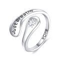 wholesale 925 Sterling Silver Lotus Flower Just Breathe Adjustable Ring Size 6-10-0-0