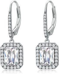 wholesale Sterling Silver Moissanite Dangle Earrings 6ct.tw with D-Color VVS Accents-04-April