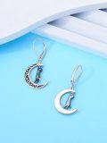 wholesale 925 Sterling Silver Moon & Star Cat Dangle Drop Earrings Gothic  for Her-0-3