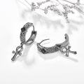 wholesale 925 Sterling Silver Metal Stone Ankh Hoop Earrings for Men & Women-0-2