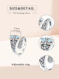 wholesale TOUPOP Adjustable Turquoise Rings For Women Turquoise Spoon Ring, 925 Sterling Silver Open Vintage Oxidized Thumb Boho Rings Jewelry Birthday Anniversary Christmas Gifts For Women -0-3