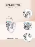 TOUPOP Sterling Silver Turquoise Adjustable Vintage Boho Spoon Ring-0-3