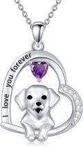 wholesale 925 Sterling Silver Birthstone Dog Heart Necklace Puppy Gift for Women-0-0