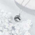 wholesale 925 Sterling Silver 925 Bat on Tree Branch Circle Pendant Necklace for Women and Girls Gift-0-2