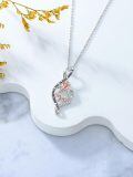 TOUPOP Sterling Silver & Crystal Rose Heart Necklace, I Love You To The Moon And Back-0-4