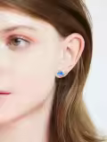 TOUPOP Sterling Silver Blue Opal Whale Stud Earrings Dainty Animal Jewelry-0-4