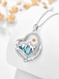 wholesale 925 Sterling Silver Heart-Shaped Mountain Pendant with Yellow Stone and Abalone Shell Inlay - Christian Jewelry for Women-0-1