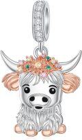 wholesale 925 Sterling Silver Highland Cow Charm - Hypoallergenic, Lead-Free, Nickel-Free, Cadmium-Free - Adorable Cute Cow Jewelry for Bracelet Necklace Gift-0-0