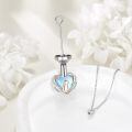 wholesale 925 Sterling Silver Heart Cat Shape Blue Opal Stone Pet Ashes Keepsake Cremation Jewelry Urn Necklace Memorial Pendant for Women and Men-0-3