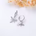 wholesale 925 Sterling Silver Starfish Huggie Hoop Earrings with Cubic Zirconia for Women Girls Minimalist  4cm Long (Silver)-0-2