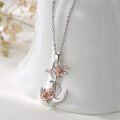 wholesale 925 Sterling Silver Anchor Necklace with Rose Charm Pendant for Women s-0-3