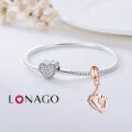 wholesale 925 Sterling Silver Rose Gold Plated Baby Footprint Charm With Names Sophie And Alise Personalized Jewelry Accessory For Bracelets Or Necklaces-0-2