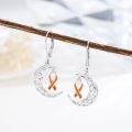wholesale  Sterling Silver Cancer Awareness Ribbon Moon Dangle Leverback Earrings for Women Survivor Jewelry -0-28