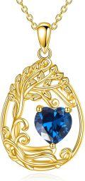 wholesale Sterling Silver Yellow Gold Plated Gemstone Tree of Life Pendant Necklace-0-77