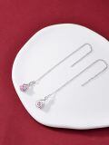 wholesale 925 Sterling Silver Birthstone Threader Earrings Infinity Long Chain Drop Pull Through 12 Stone Birthday Jewelry Gifts for Women-0-3