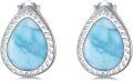 wholesale Sterling Silver Opal Moonstone Larimar Turquoise Teardrop Stud Earrings-0-0