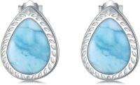 wholesale 925 Sterling Silver Blue Larimar Teardrop Stud Earrings-Larimar