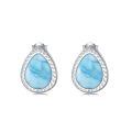 wholesale 925 Sterling Silver Blue Larimar Teardrop Earrings-0-0