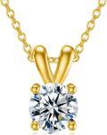wholesale 14K Gold Moissanite D VVS1 Round Solitaire Pendant Necklace for Women 2ct-0-0
