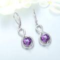 wholesale 925 Sterling Silver Heart-Shaped Amethyst Infinity Drop Earrings - February Birthstone s for Her-0-3