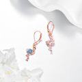 wholesale 925 Sterling Silver Plated Rose Gold Flamingo Flower Leverback Drop Earrings for Women Girls  4cm Long-0-3
